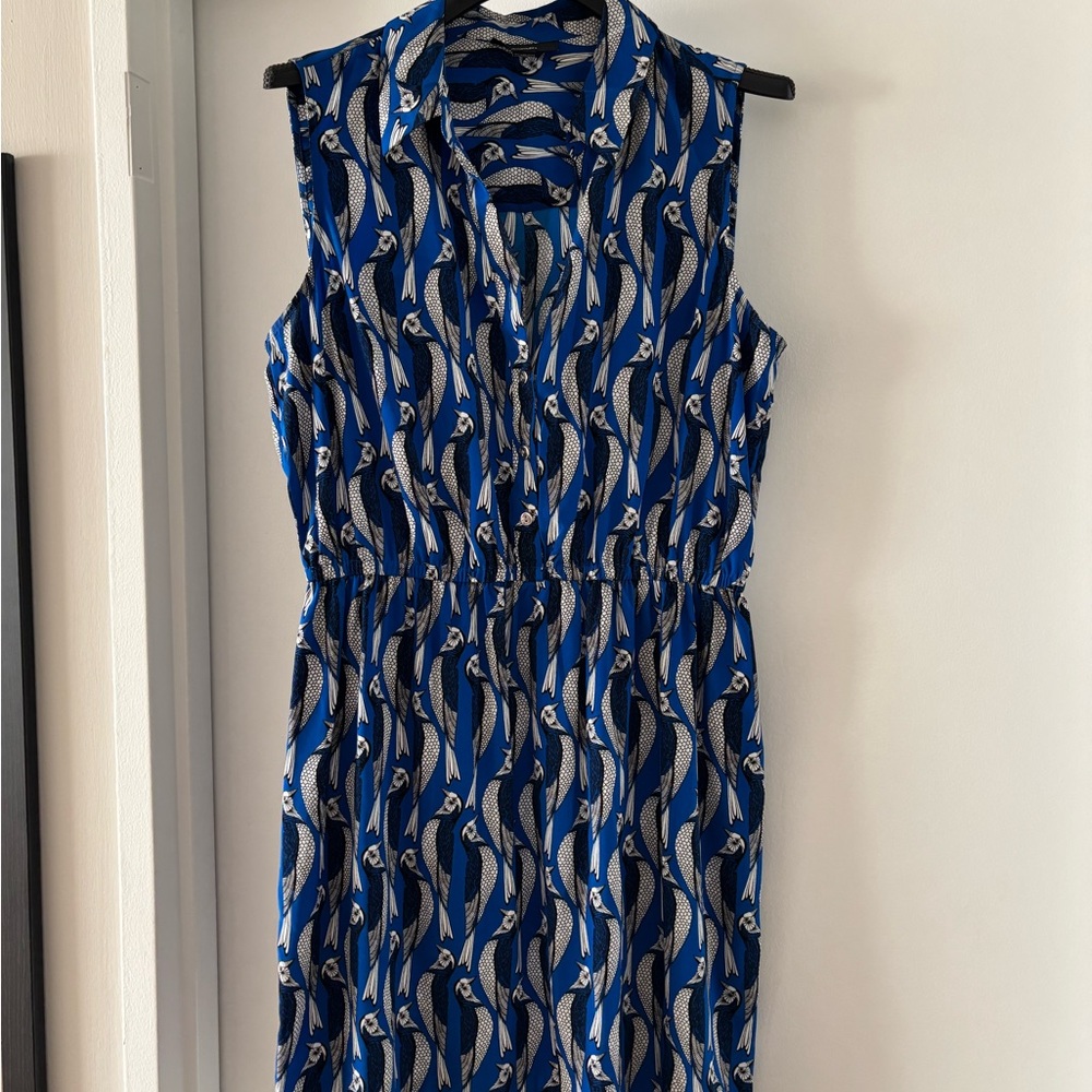 Sleeveless Printed Shirt Dress